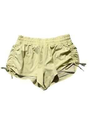 Aerie Offline Shorts Women's Medium Yellow Cinch Sides Shortie Running Gym